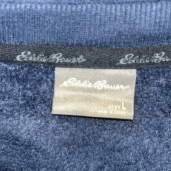 Eddie Bauer Blue Crewneck Sweater w/ Textured Knit size Large.  Fleece lined - Picture 6 of 8